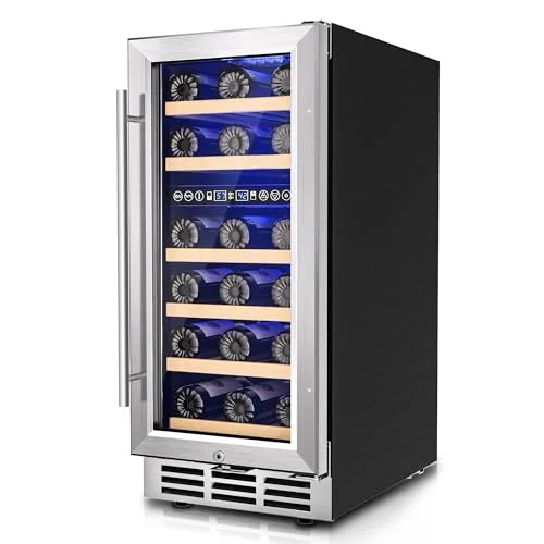 Icyglee 15 Inch 30 Bottle Dual Zone Wine Cooler Refrigerator in silver