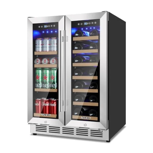 MZAVP 24 Inch Dual Zone wine and beverage refrigerator with French door