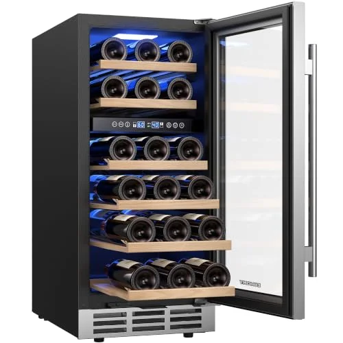 EUHOMY 15 Inch 33 Bottle Dual Zone Wine Cooler Refrigerator