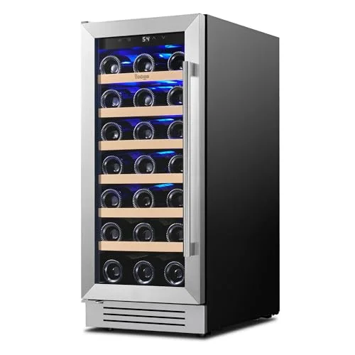 Yeego 15 inch wine cooler refrigerator with 33 bottle capacity and glass door