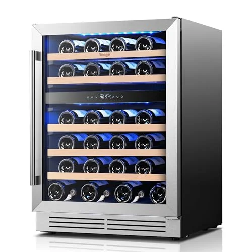 Yeego 24 Inch Dual Zone 52 Bottle Wine Cooler, right-hinged